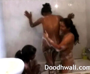 Thick fun bags indian virgins in bathroom together